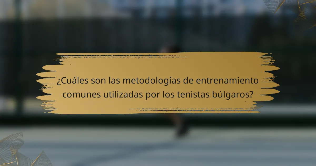 ¿Cuáles son las metodologías de entrenamiento comunes utilizadas por los tenistas búlgaros?